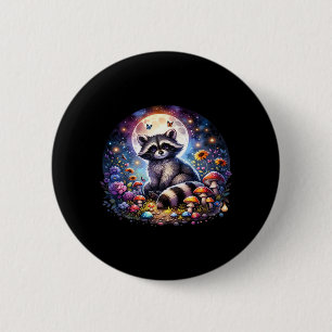 Whimsigoth Raccoon By Moonlight, Cute Colorful Fan 2 Inch Round Button