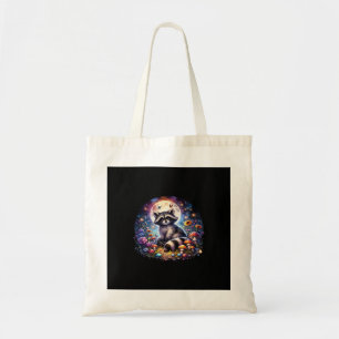 Whimsigoth Raccoon By Moonlight, Cute Colorful Fan Tote Bag