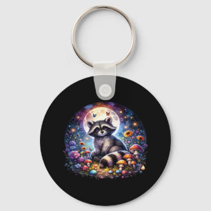Whimsigoth Raccoon By Moonlight, Cute Colourful Fa Keychain