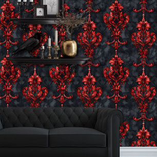 Whimsigoth Red and Black Elegant Wallpaper
