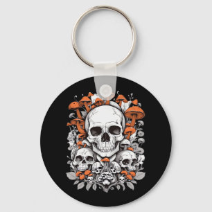 Whimsigoth Skulls & Mushrooms Vintage Botanical Ae Keychain