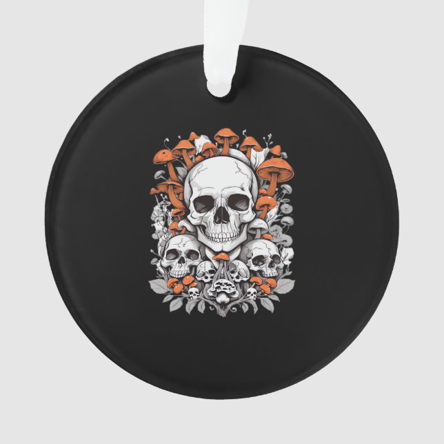 Whimsigoth Skulls & Mushrooms Vintage Botanical Ae Ornament (Front)