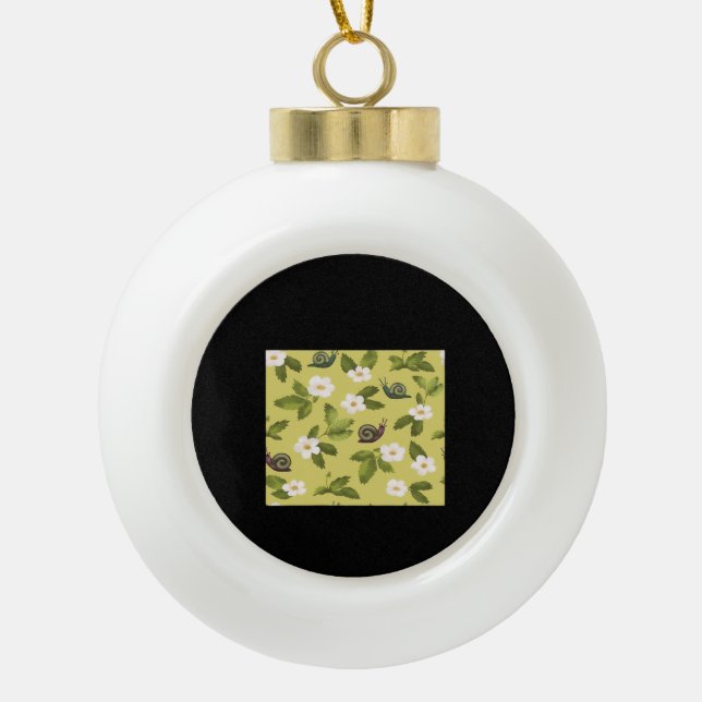 Whimsigoth Snail Classic Ceramic Ball Christmas Ornament (Front)
