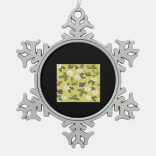 Whimsigoth Snail Classic Snowflake Pewter Christmas Ornament