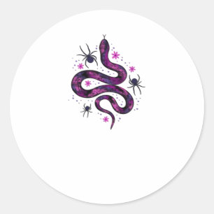Whimsigoth Snake Flowers Classic Classic Round Sticker
