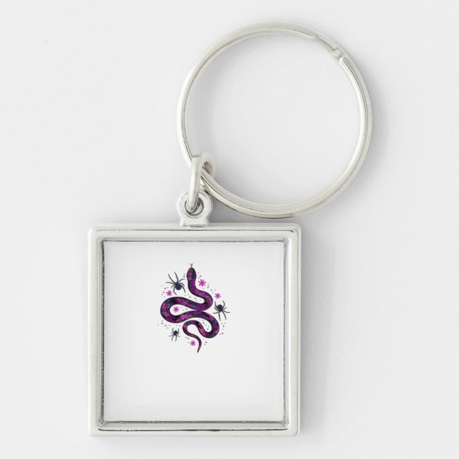 Whimsigoth Snake Flowers Classic Keychain (Front)