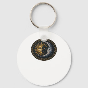 Whimsigoth Stained Glass Moon And Sun Classic Keychain