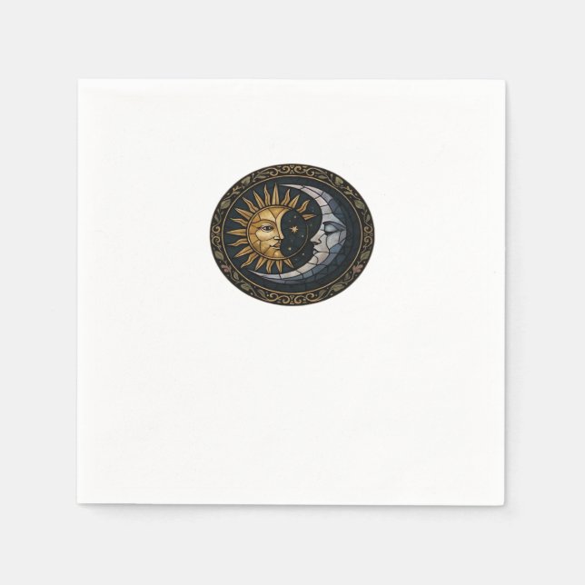 Whimsigoth Stained Glass Moon And Sun Classic Napkin (Front)