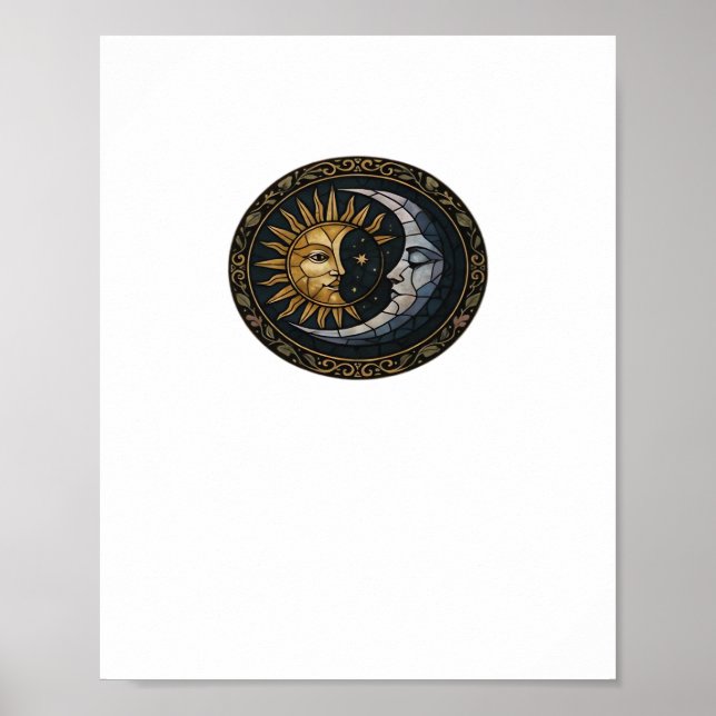 Whimsigoth Stained Glass Moon And Sun Classic Poster (Front)