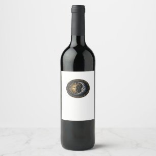 Whimsigoth Stained Glass Moon And Sun Classic Wine Label