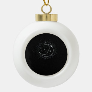 Whimsigoth Starry Night Moon Witchy Classic Ceramic Ball Christmas Ornament