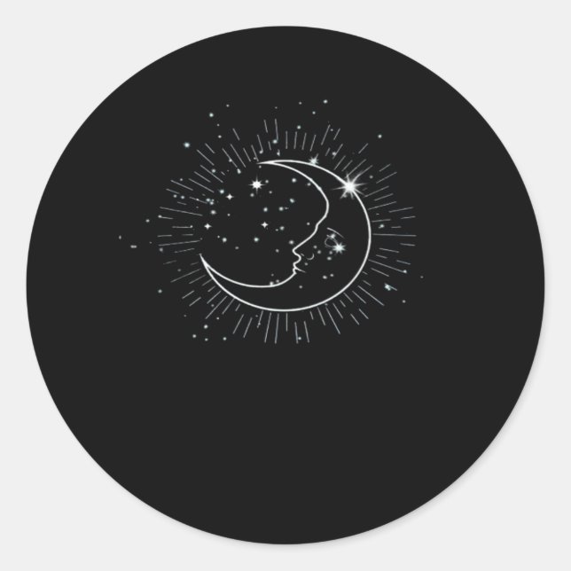 Whimsigoth Starry Night Moon Witchy Classic Classic Round Sticker (Front)