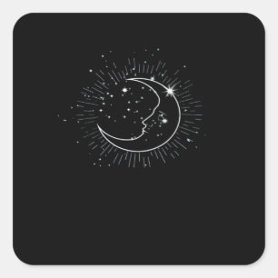 Whimsigoth Starry Night Moon Witchy Classic Square Sticker