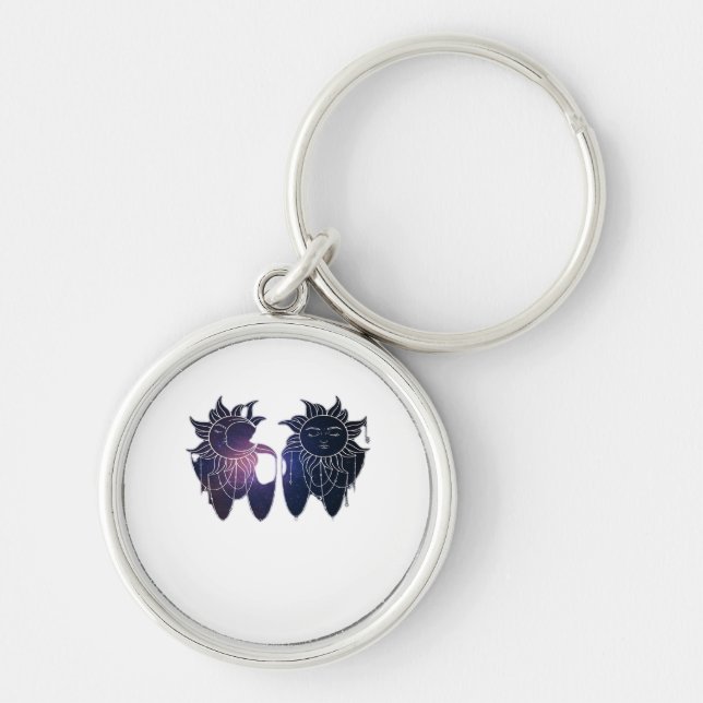Whimsigoth Starry Night Sun Moon Witchy Classic Keychain (Front)