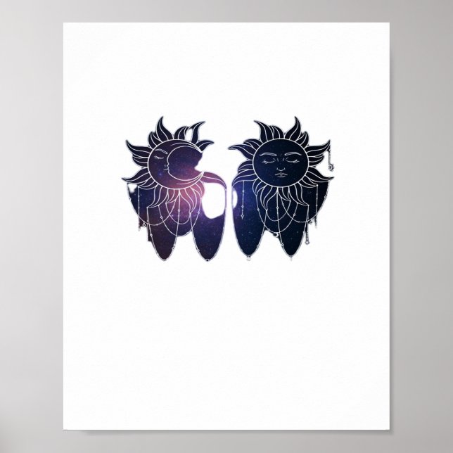 Whimsigoth Starry Night Sun Moon Witchy Classic Poster (Front)