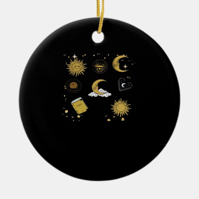 Whimsigoth Sun Moon Witchy Classic Ceramic Ornament (Front)