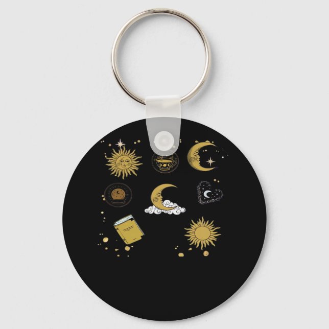 Whimsigoth Sun Moon Witchy Classic Keychain (Front)
