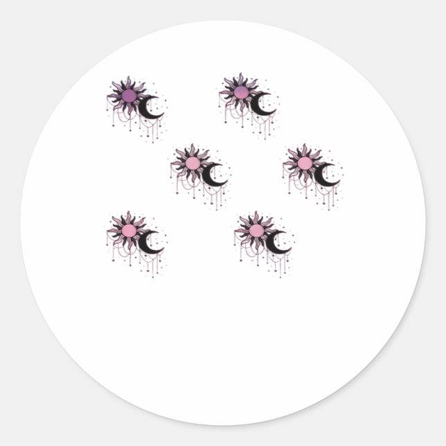 Whimsigoth Sun Moon Witchy Classic Round Sticker (Front)