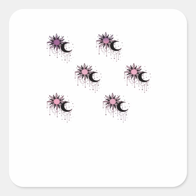 Whimsigoth Sun Moon Witchy Square Sticker (Front)