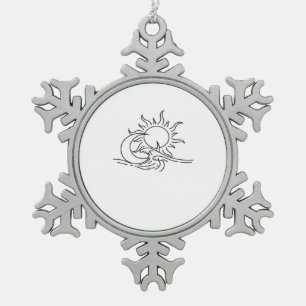Whimsigoth Sun Sea Witchy Snowflake Pewter Christmas Ornament
