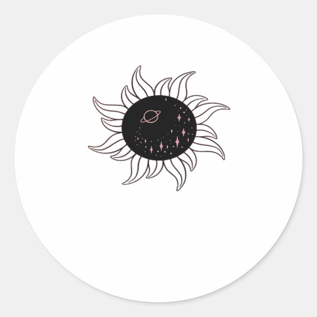 Whimsigoth Sun Space Mountains And Sunset Classic Round Sticker (Front)