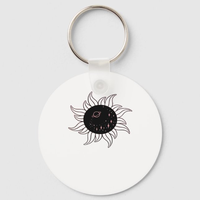 Whimsigoth Sun Space Mountains And Sunset Keychain (Front)