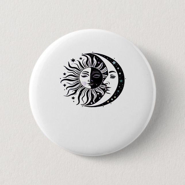 Whimsigoth Watercolour Sun Moon Witchy Classic 2 Inch Round Button (Front)