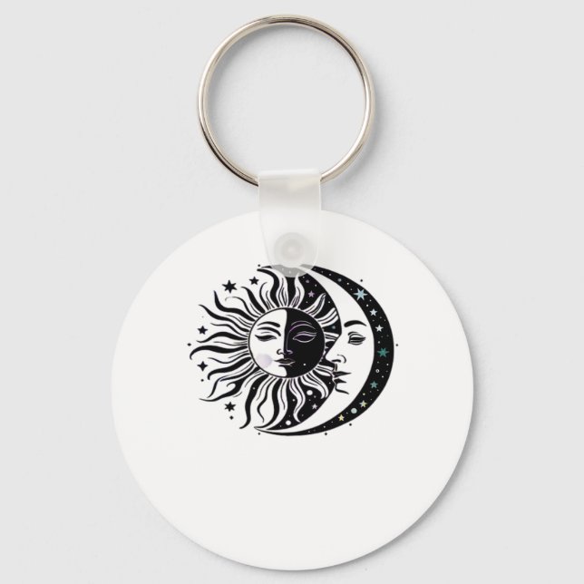Whimsigoth Watercolour Sun Moon Witchy Classic Keychain (Front)