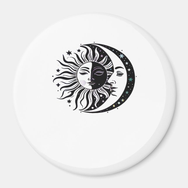 Whimsigoth Watercolour Sun Moon Witchy Classic Magnet (Front)