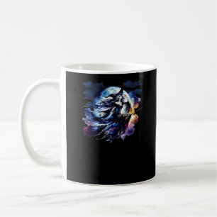 Whimsigoth Witch Flying Over Full Moon Women Kids  Coffee Mug