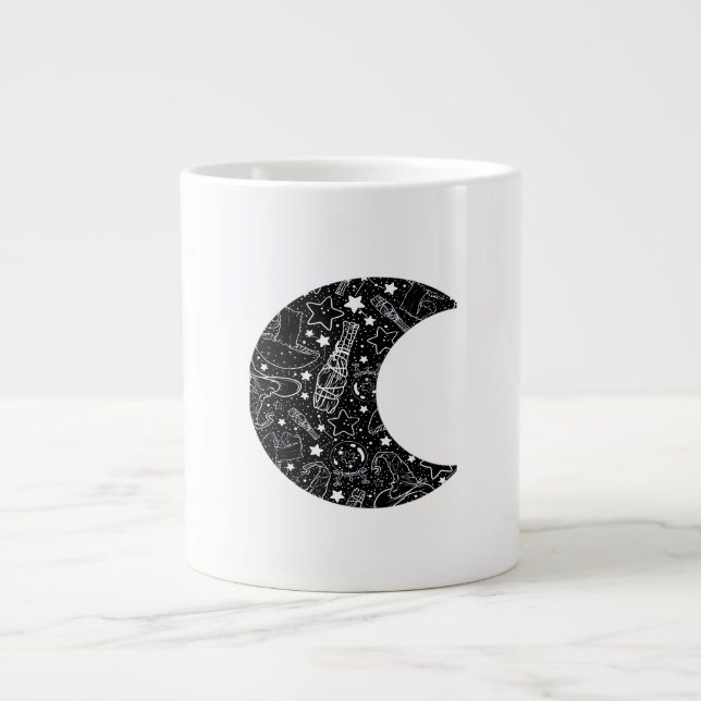 Whimsigoth Witch Moon Wicca Kawaii Goth Tattoo Ast Large Coffee Mug (Front)