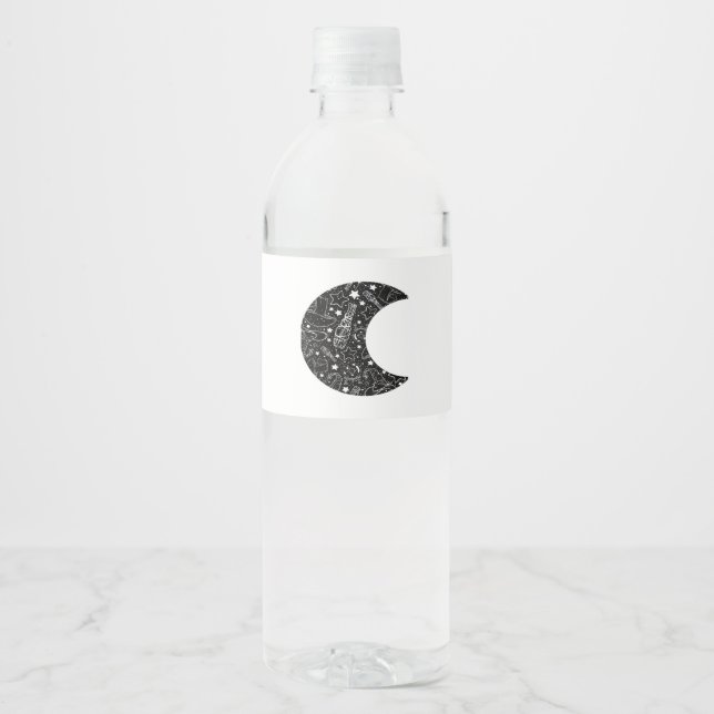 Whimsigoth Witch Moon Wicca Kawaii Goth Tattoo Ast Water Bottle Label (Front)