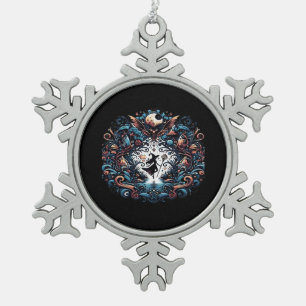 Whimsigoth Witch Within A Classic Snowflake Pewter Christmas Ornament
