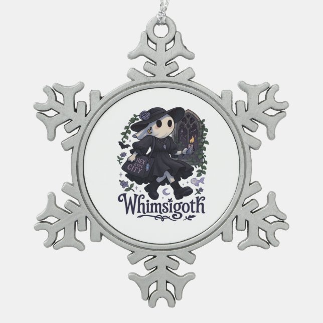 Whimsigoth With City Classic – Urban Magic Meets F Snowflake Pewter Christmas Ornament (Front)