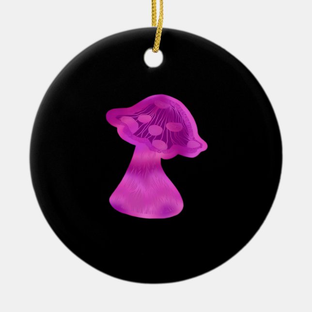 Whimsigoth Zen Pattern Mushroom Ceramic Ornament (Front)