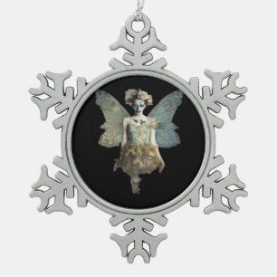 Whimsigoth Zombie Fairy Old Timey Gothic Moody Art Snowflake Pewter Christmas Ornament