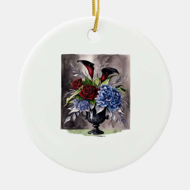 Whimsigothic – Gothic Floral Vase Aesthetic Classi Ceramic Ornament (Front)