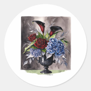 Whimsigothic – Gothic Floral Vase Aesthetic Classi Classic Round Sticker