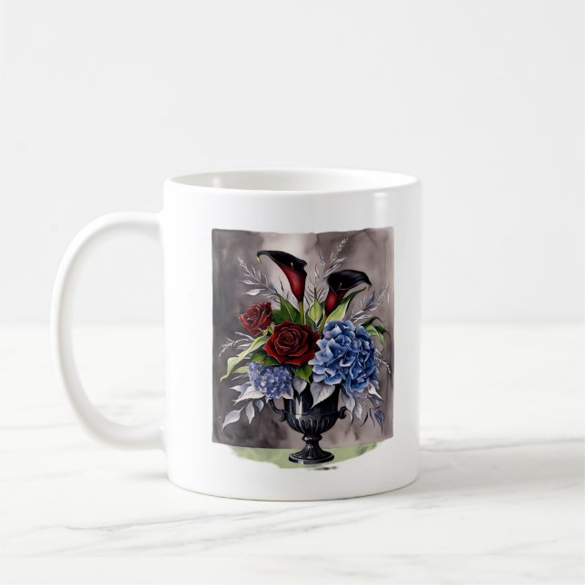 Whimsigothic – Gothic Floral Vase Aesthetic Classi Coffee Mug (Left)