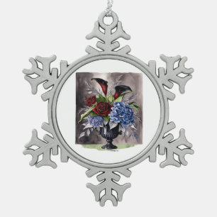 Whimsigothic – Gothic Floral Vase Aesthetic Classi Snowflake Pewter Christmas Ornament
