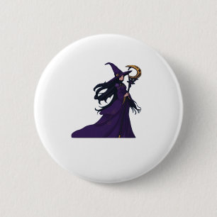 Whimsigothic Moon Witch 2 Inch Round Button