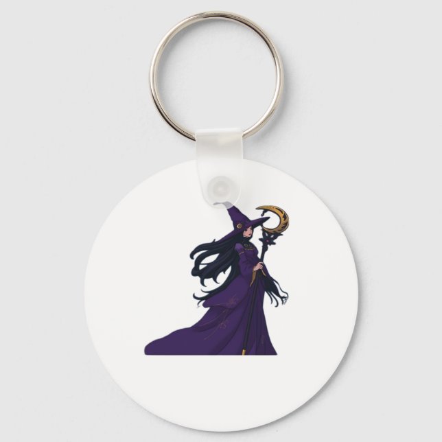 Whimsigothic Moon Witch Keychain (Front)