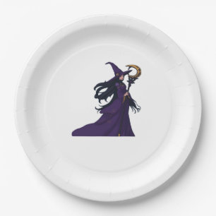 Whimsigothic Moon Witch Paper Plate