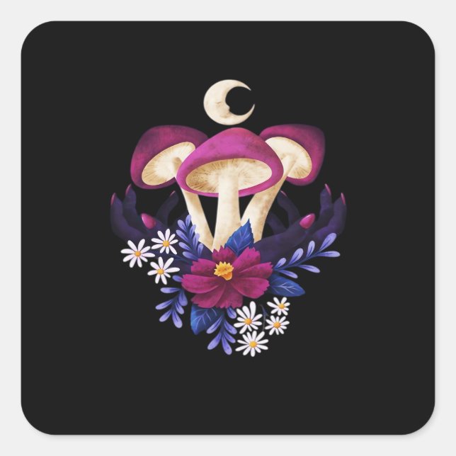 Whimsigothic Mushrooms Classic Square Sticker (Front)