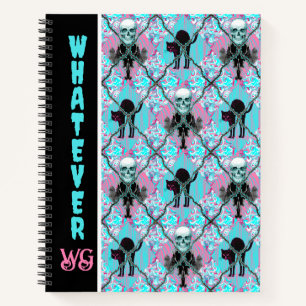 Whimsigothic Pink & Turquoise Barbed Wire Argyle  Notebook