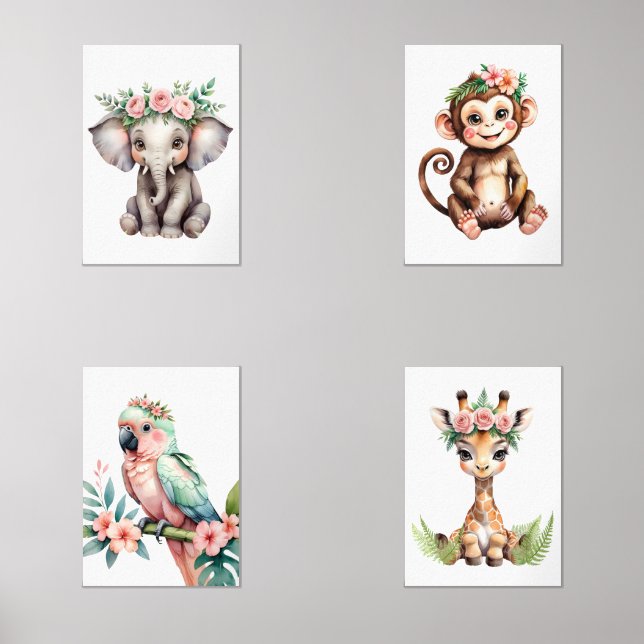 Whimsine Feminine Blush Safari Animal Nursery Art (Recto)