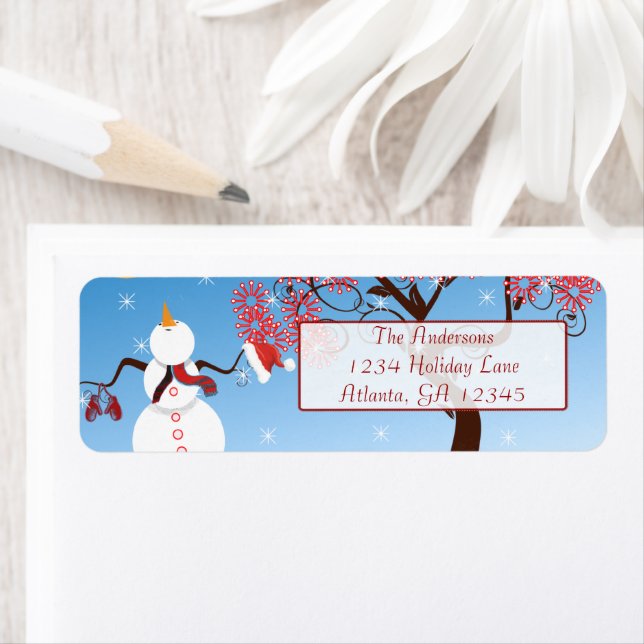Whimsman Star Snowman Adresse de retour (En situation)