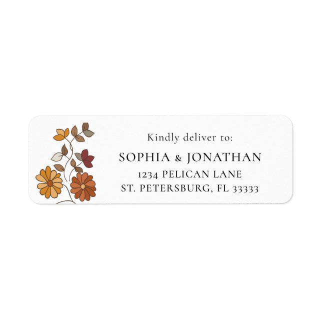 Whimssar Retro Floral RSVP Réponse Étiquette (Devant)