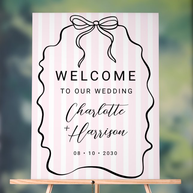 Whimssic Pinstripe Bow Mariage Bienvenue (Neutre)
