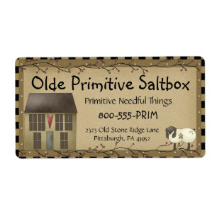 Whimssical Primitive Saltbox House Étiquette de li